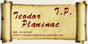 Teodor Planinac vizit kartica